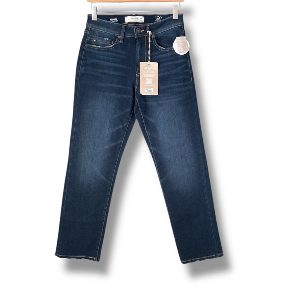 Liverpool Vinny Dark Wash Relaxed Straight Stretch Denim Jeans Size 28x30